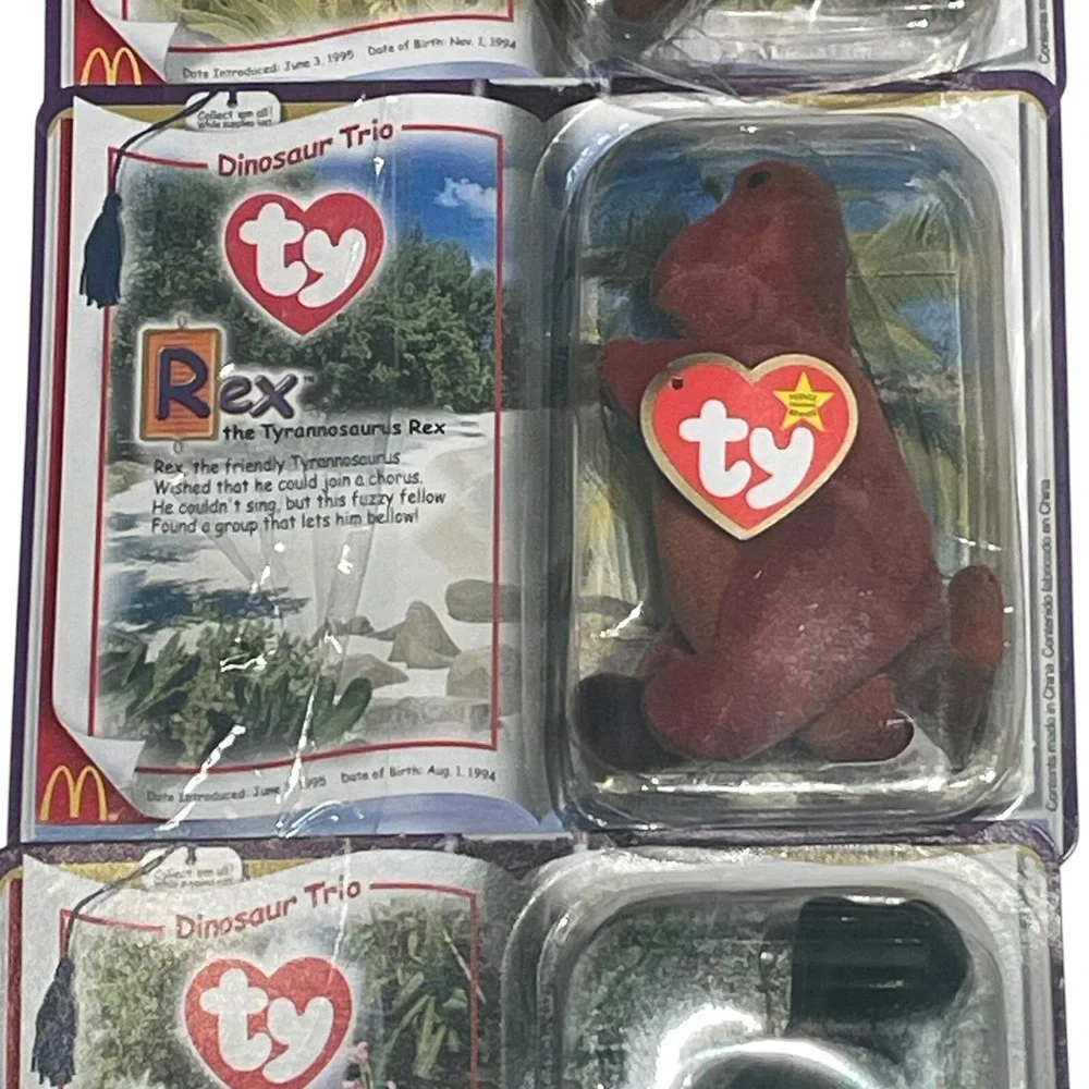 2000 Mcdonald's TY Beanie Babies Special Dinosaur Trio -3 Beanie‎ Set